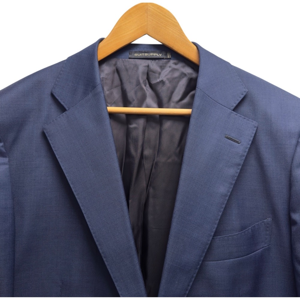 Suitsupply Men's 46 Slim Navy Wool 2-Button Vitale Barberis Canonico Lazio Blaze
